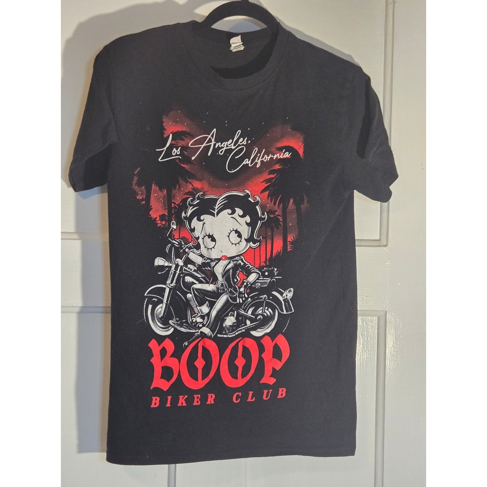 Brisco Brands Betty Boop Biker Club Los Angeles California Black Graphic Tee S